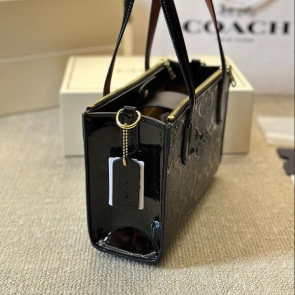 Coach Black Satchel with Gold Details